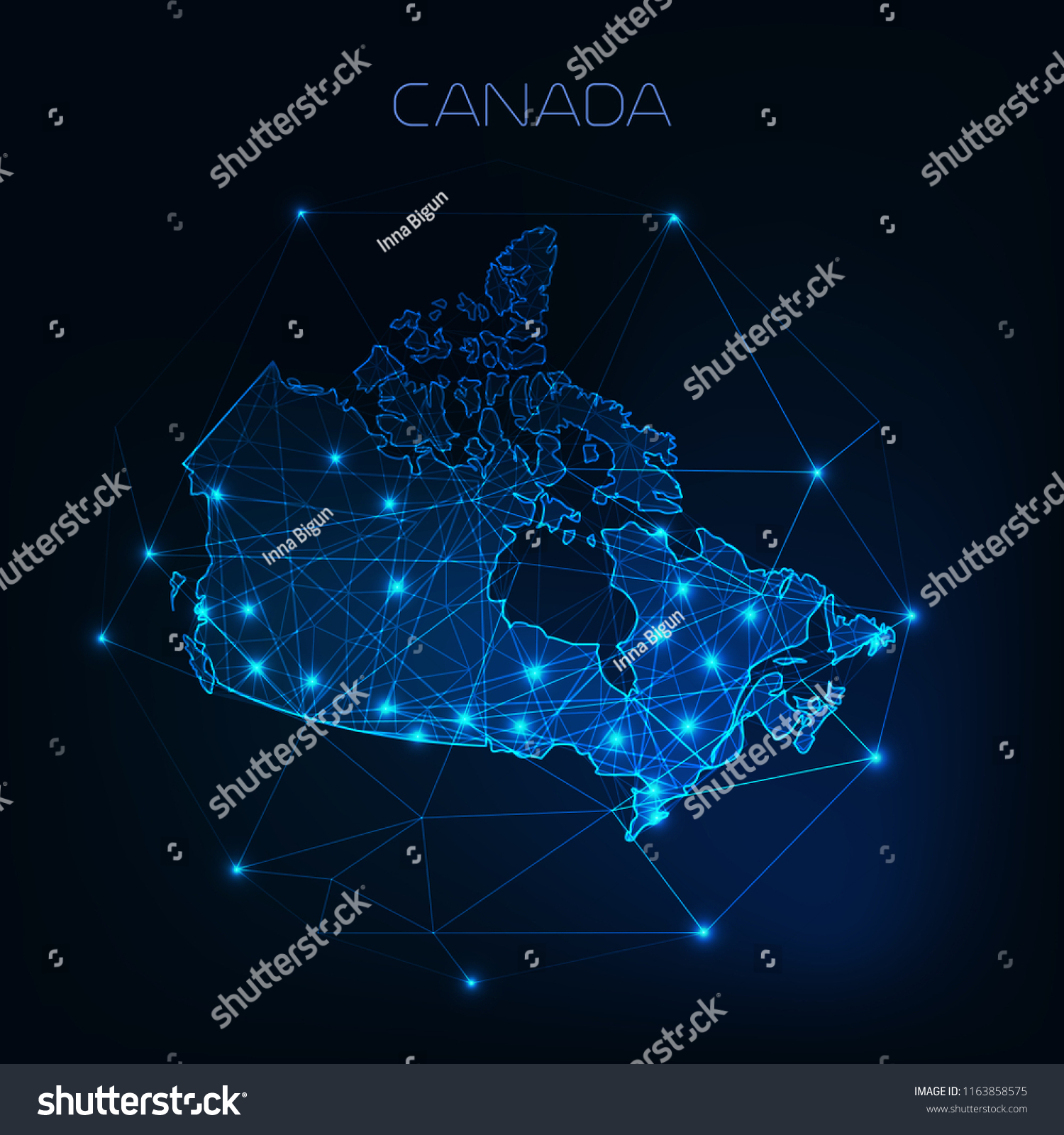 Canada Map Outline Stars Lines Abstract Stock Vector (Royalty Free ...