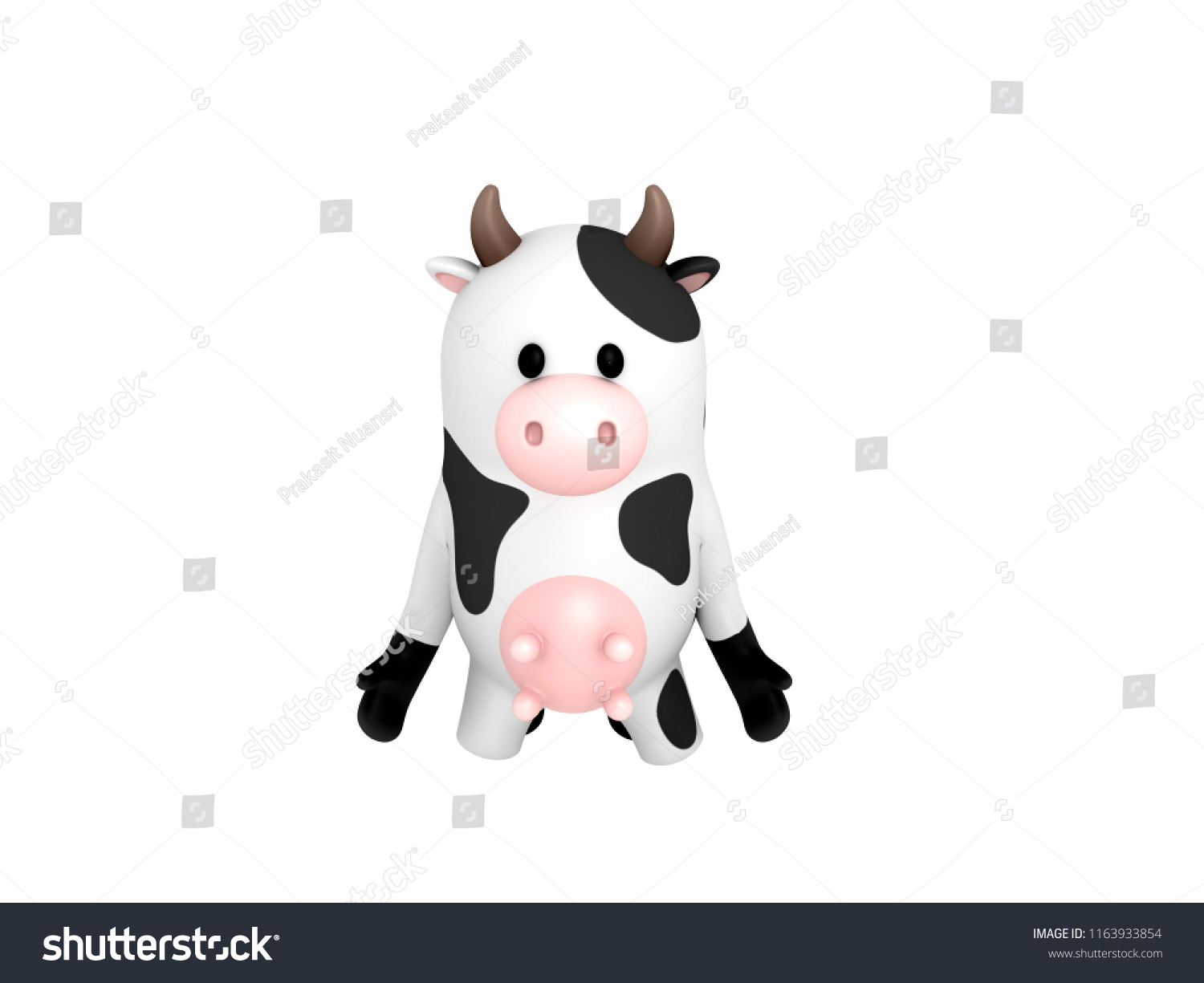 Kneeling Cow 3d Rendering Stock Illustration 1163933854 