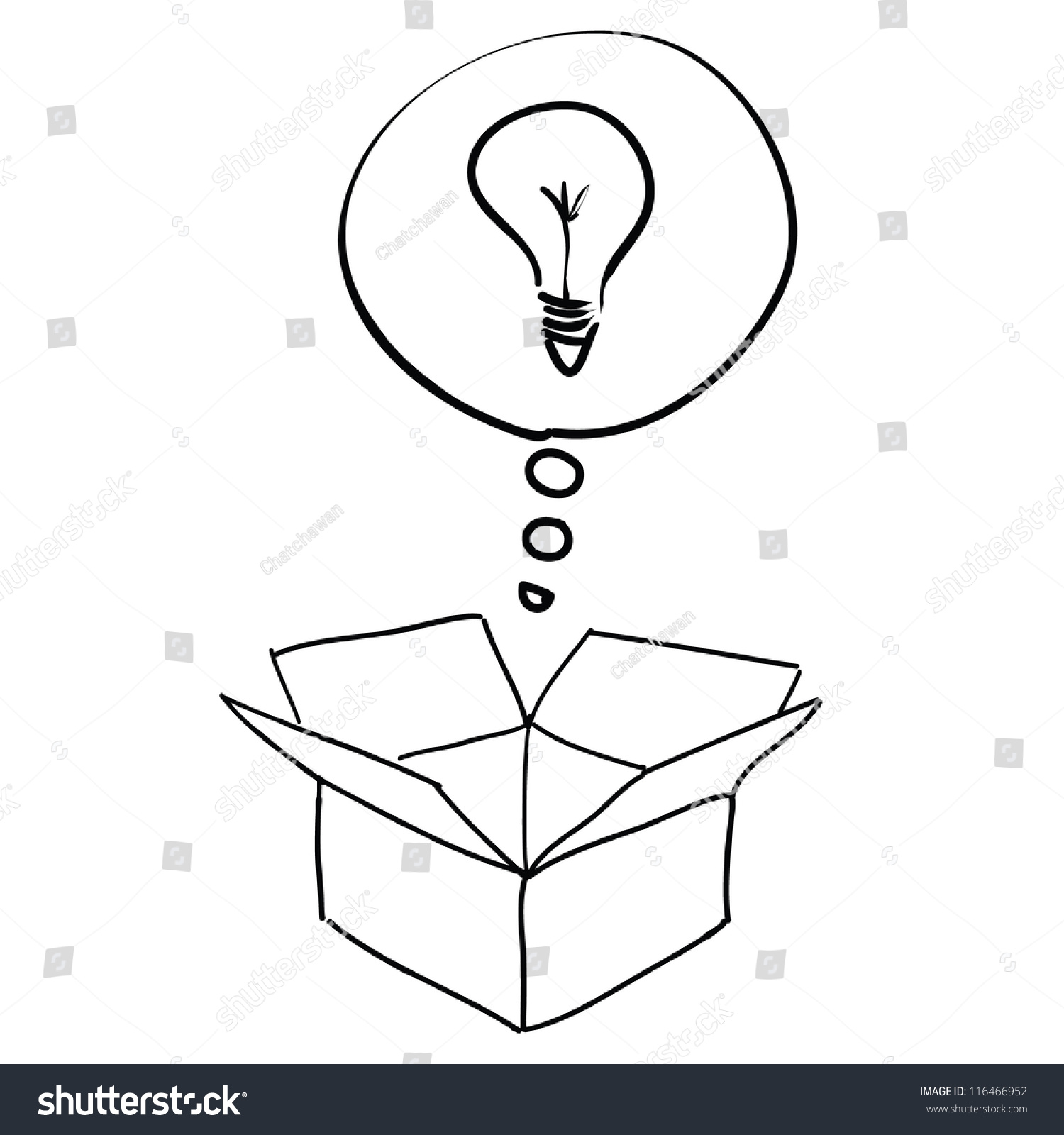 Vektor Stok Think Outside Box Sketch Vector (Tanpa Royalti) 116466952