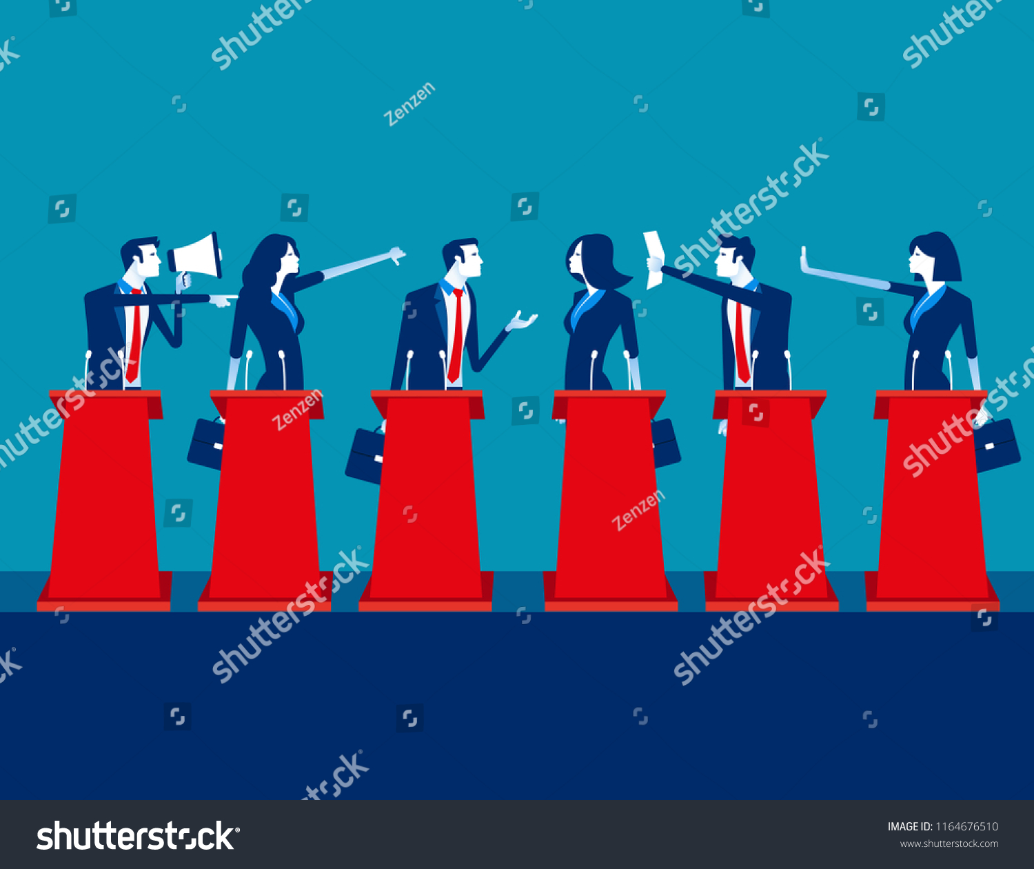 Politicians Participating Political Debate Concept Business Stock