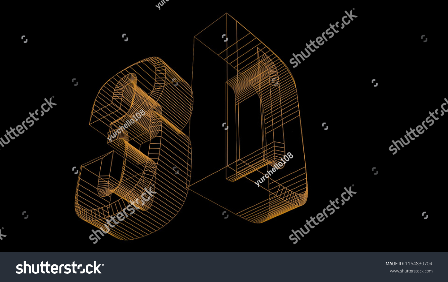 3d Text Render Wireframe Stock Illustration 1164830704 | Shutterstock
