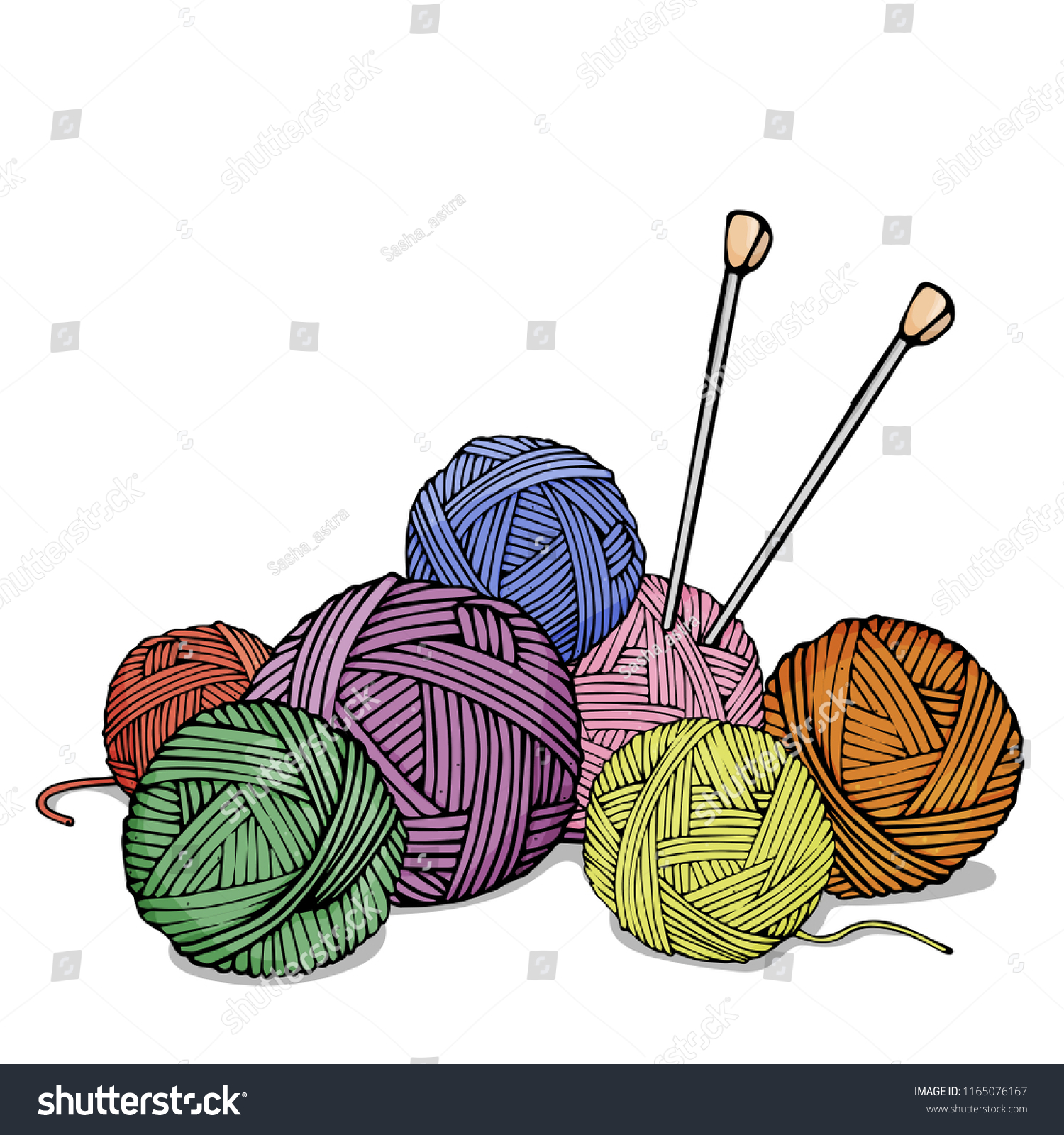 Корзина с нитками для вязания без фона