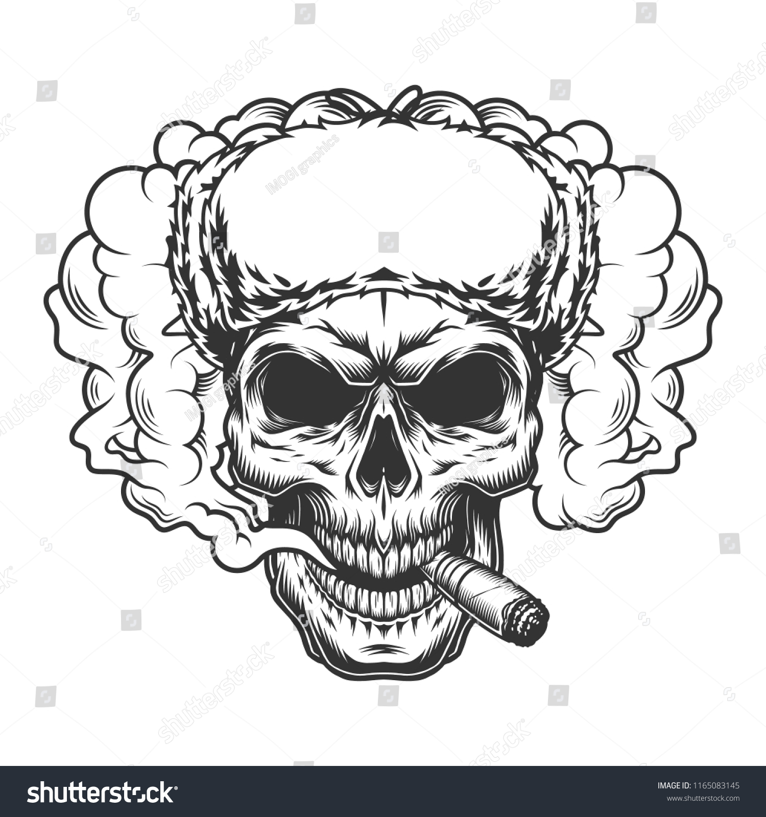 Skull Smoke Cloud Ushanka Hat Vector Stock Vector (Royalty Free ...