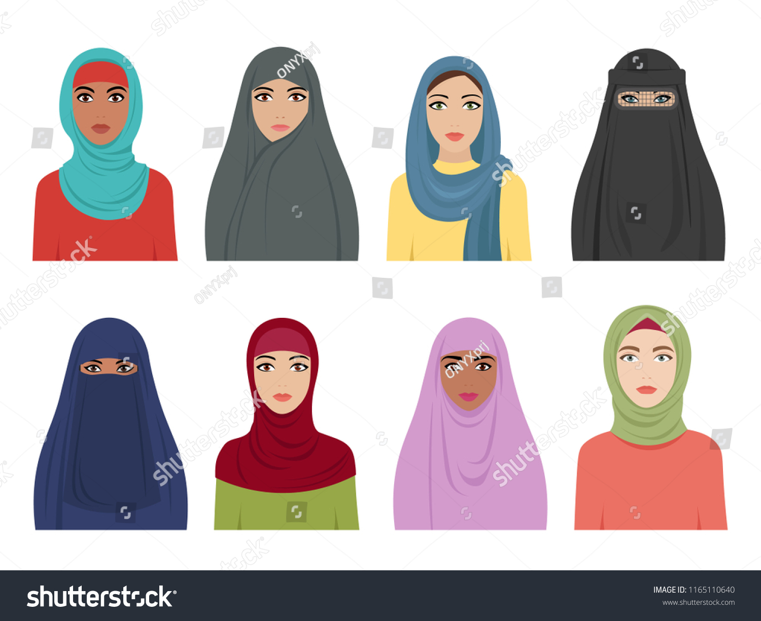 Muslim Girls Avatars Islamic Fashion Women Stock Vector (Royalty Free ...