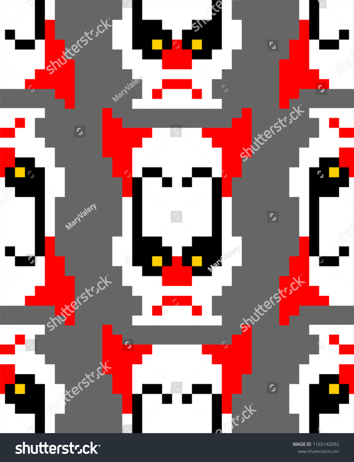 Scary Clown Pixel Art Pattern 8 Stock Vector (Royalty Free) 1165142092 Shut...