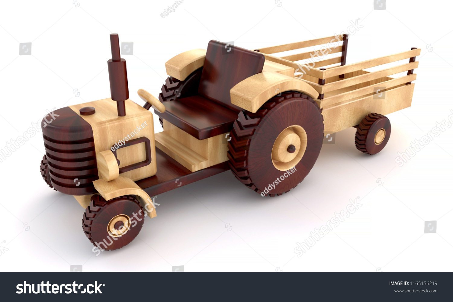 3d Rendering Wooden Toy Tractor Two Stock Illustration 1165156219 ...