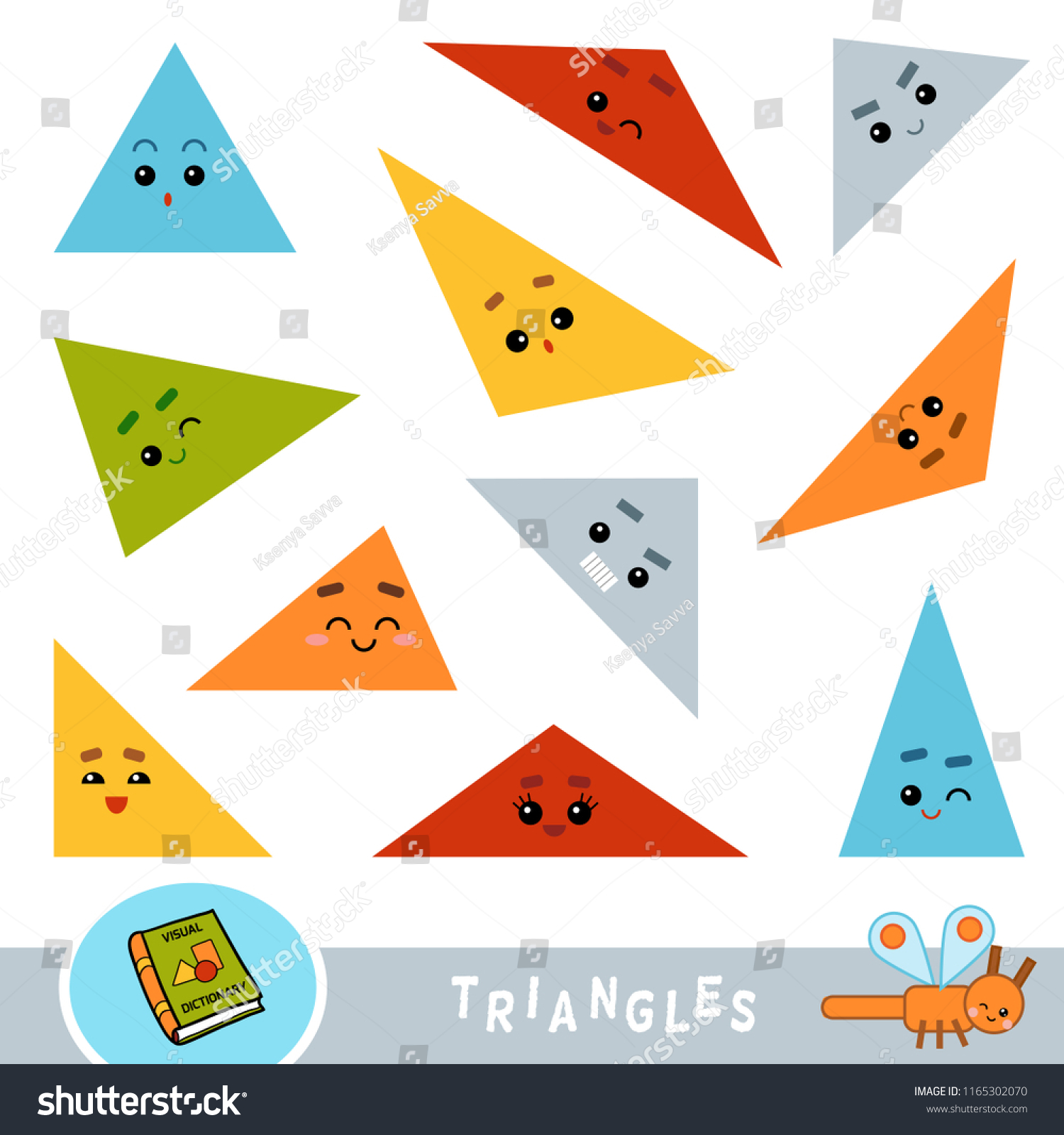 Colorful Set Triangles Visual Dictionary Children Stock Vector (Royalty ...