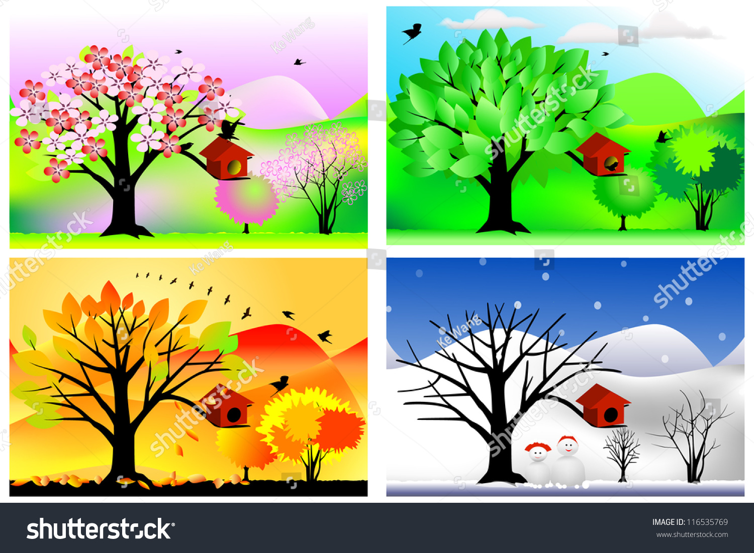 Дерево зимой летом осенью и весной