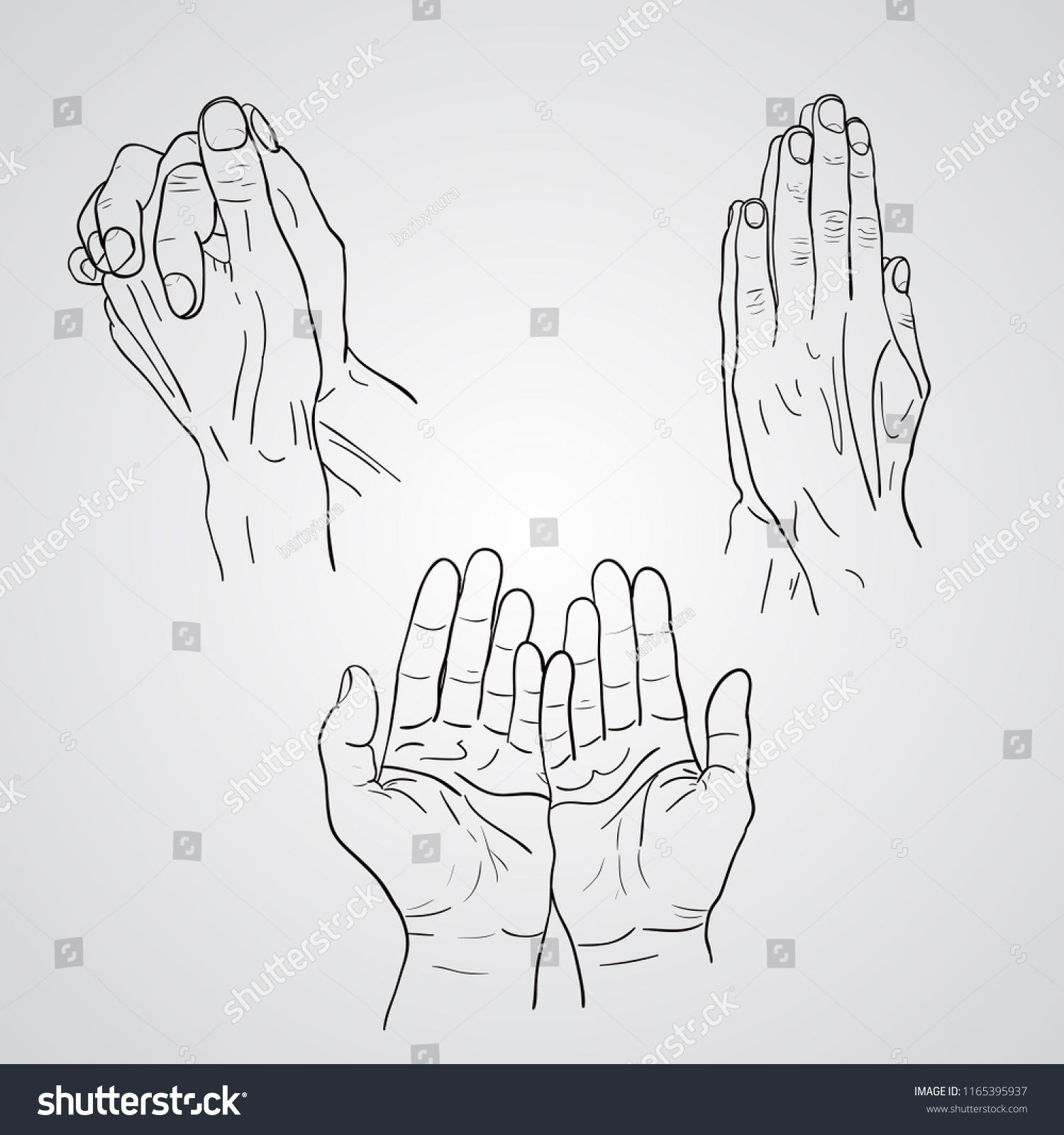 Praying Hands Drawing Vector Illustration Sketch Stock Vector (Royalty ...