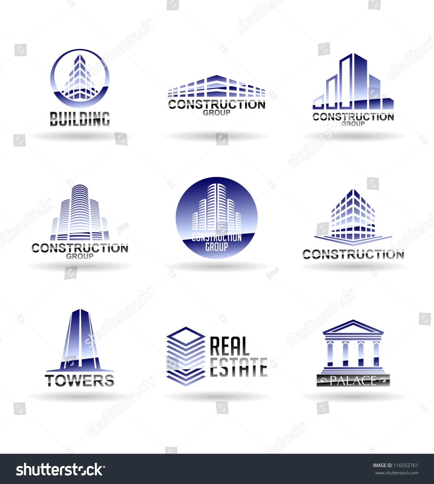 Building Icon Set Construction Real Estate Stock Vector (Royalty Free ...