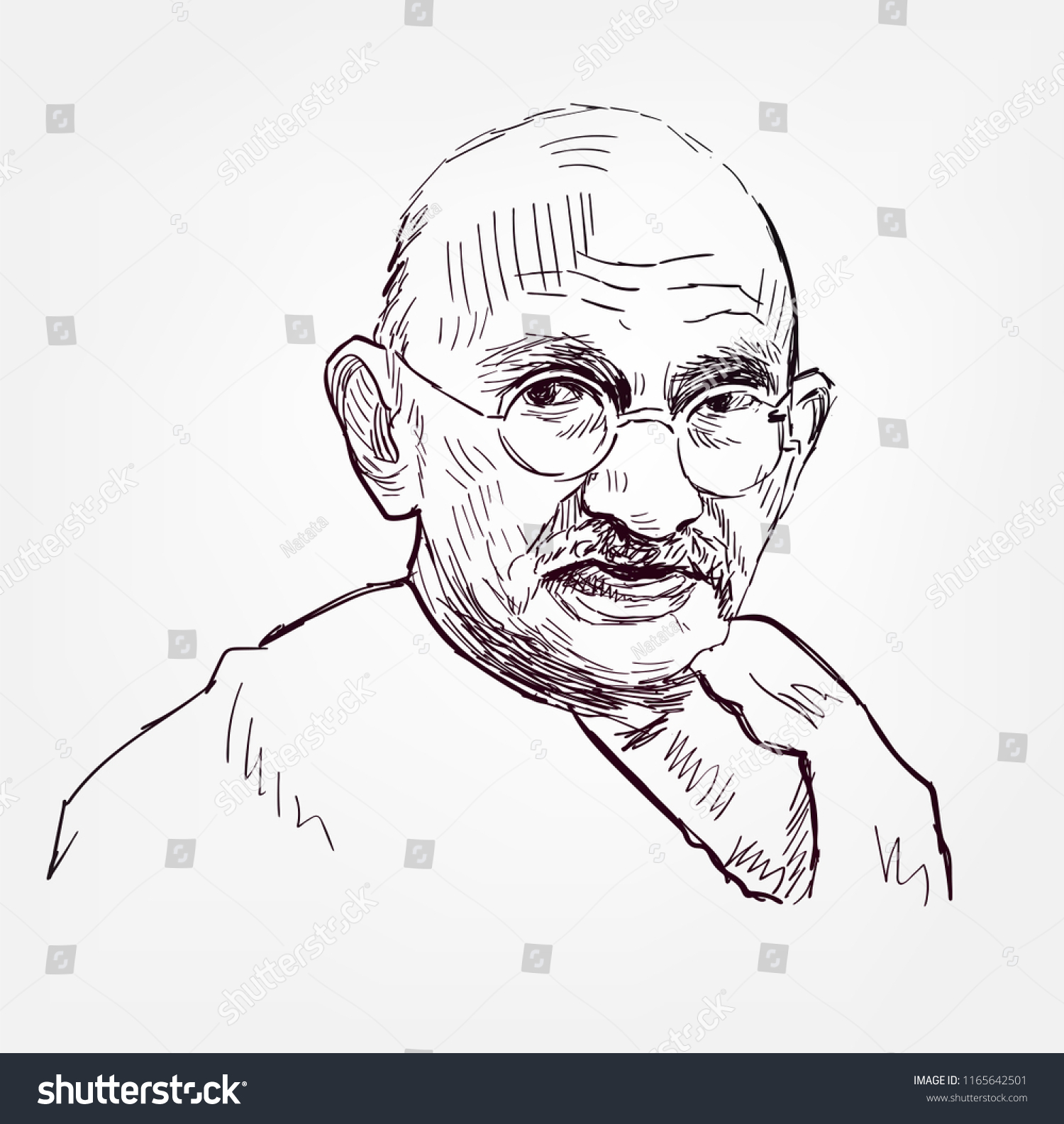 Mahatma Gandhi Vector Sketch Portrait 스톡 벡터로열티 프리 1165642501 Shutterstock 5679