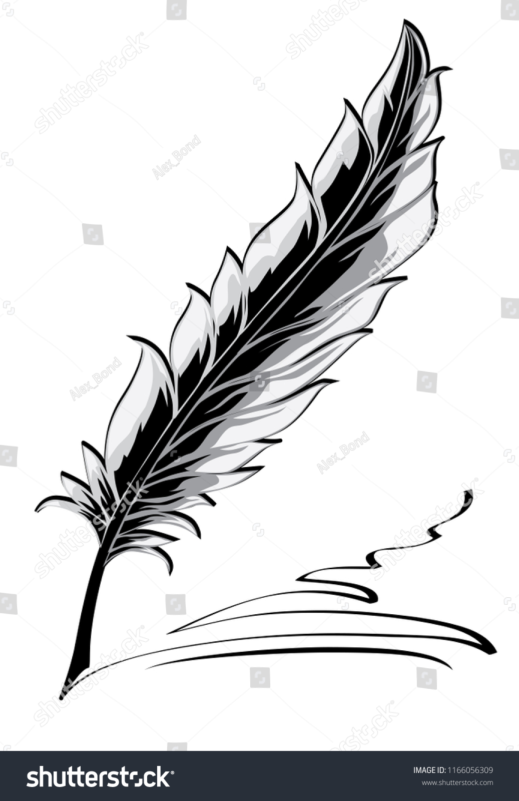 Black White Quill Pen Stock Vector (Royalty Free) 1166056309 | Shutterstock