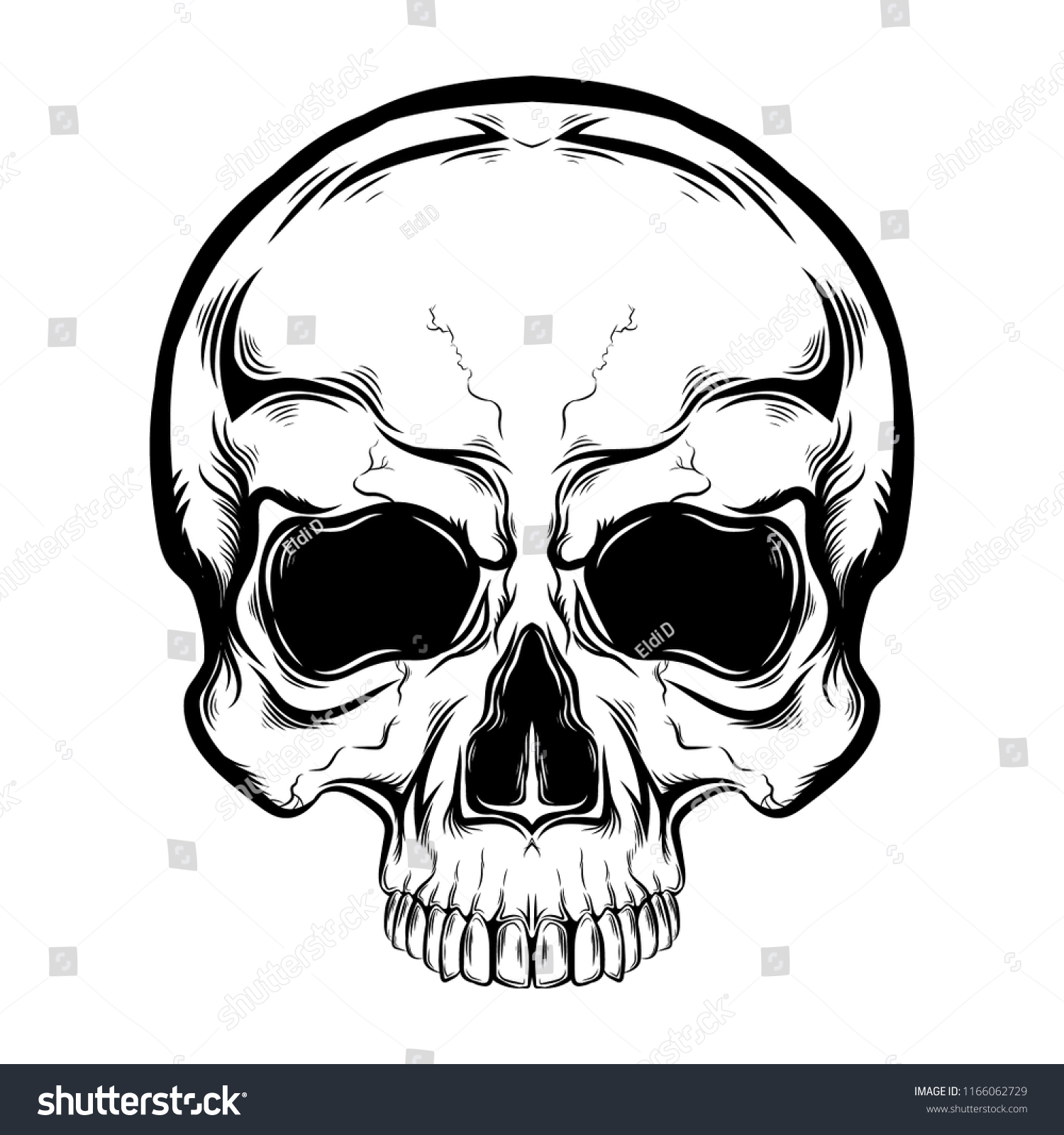 Human Skull Line Art Tattoo Sketch Stock Vector (Royalty Free ...