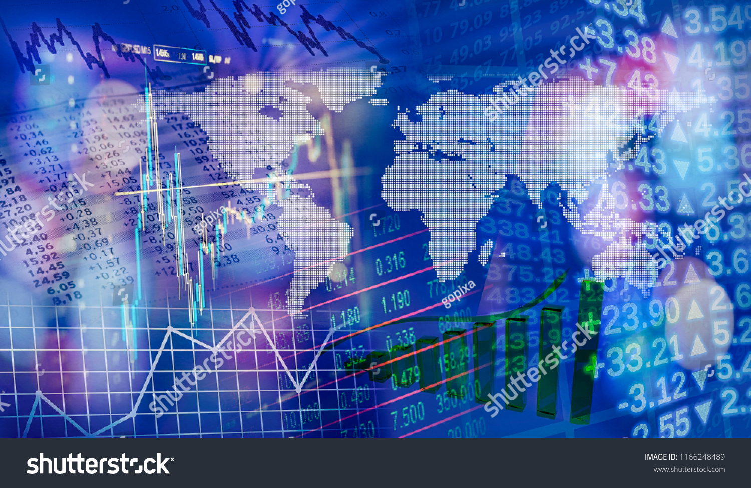 World Map Charts Graphs Symbols Global Stock Photo 1166248489 ...