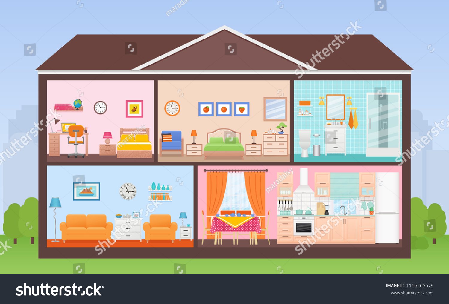 House Interior Vector House Cut Cross Stock Vector (Royalty Free ...