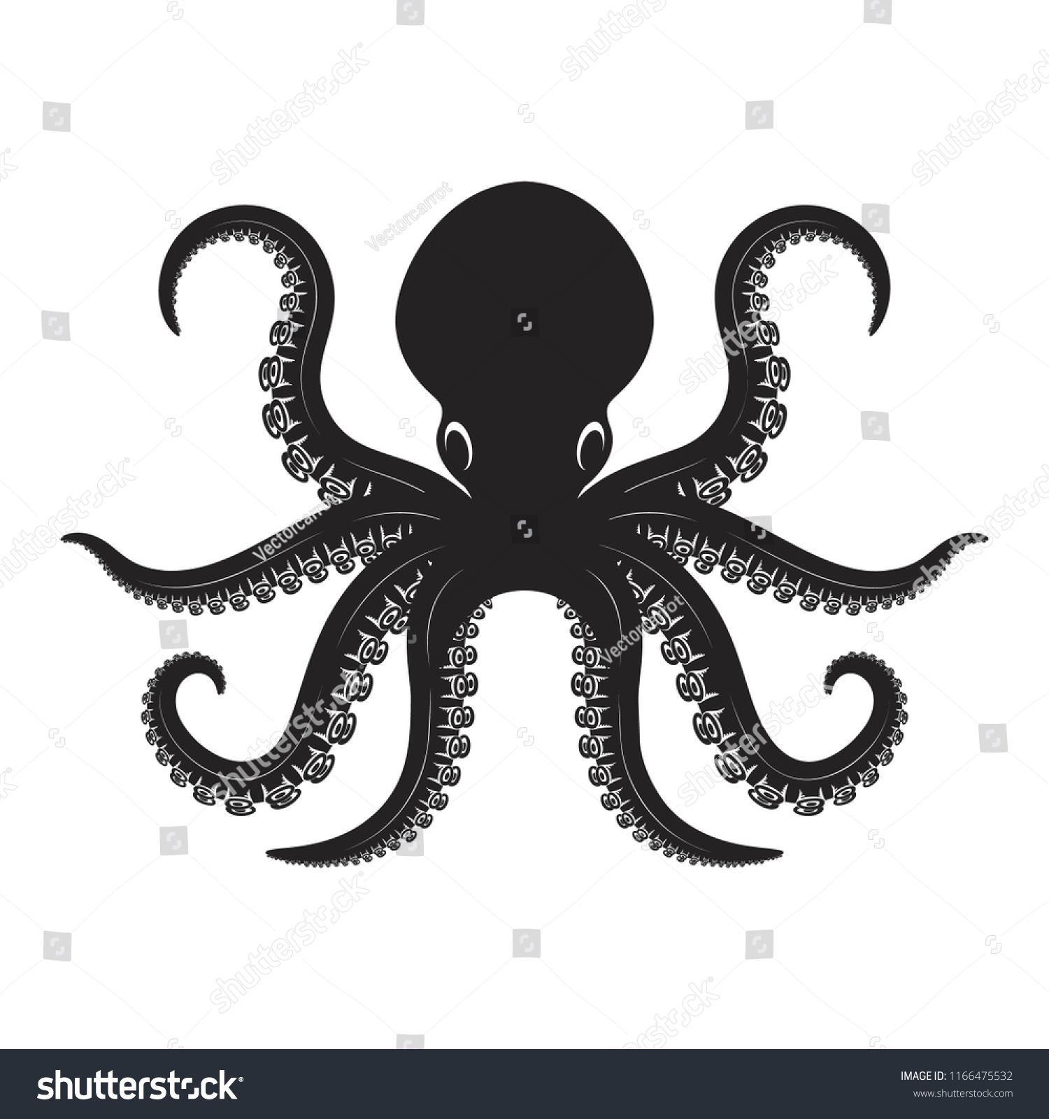 Octopus Illustration Isolated On White Background Stock Vector (Royalty ...