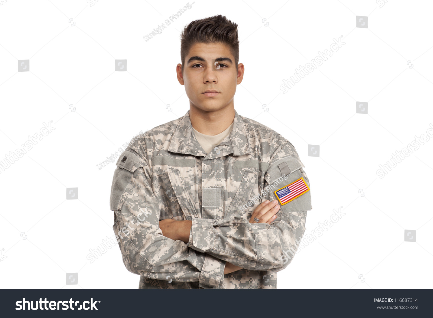 Serious Serviceman His Arms Crossed Stock Photo 116687314 Shutterstock