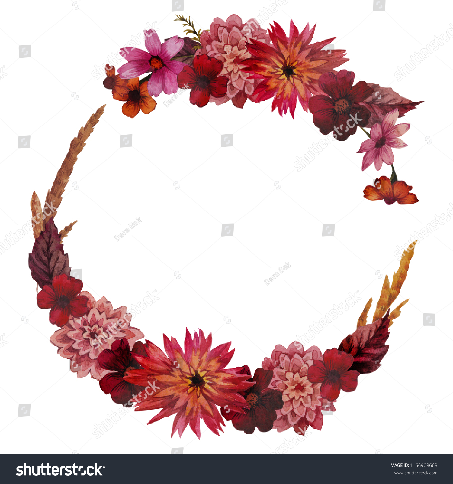 Watercolor Floral Wreath Stock Illustration 1166908663 | Shutterstock