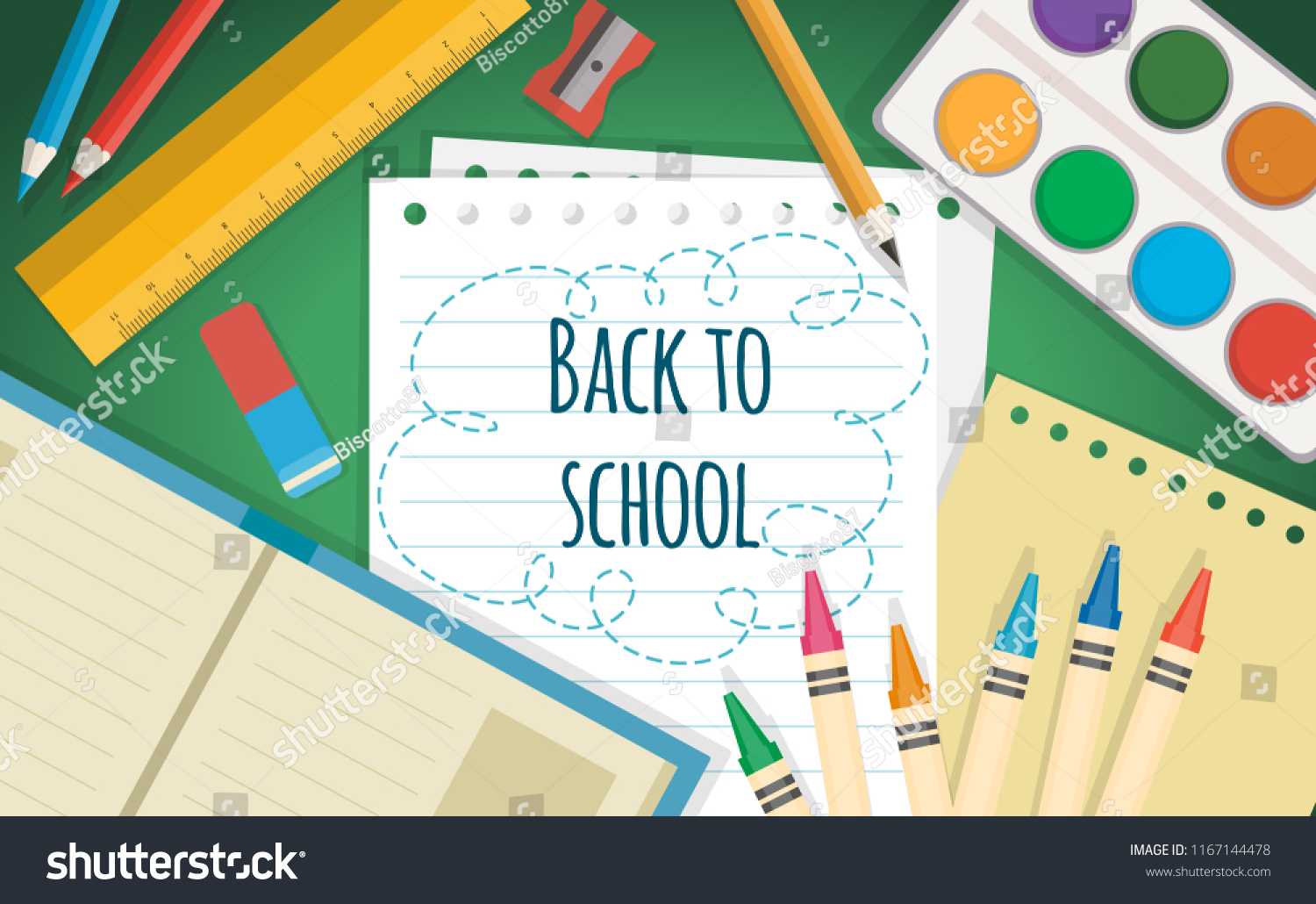 Back School Background Illustration Flat Style Stock Illustration 