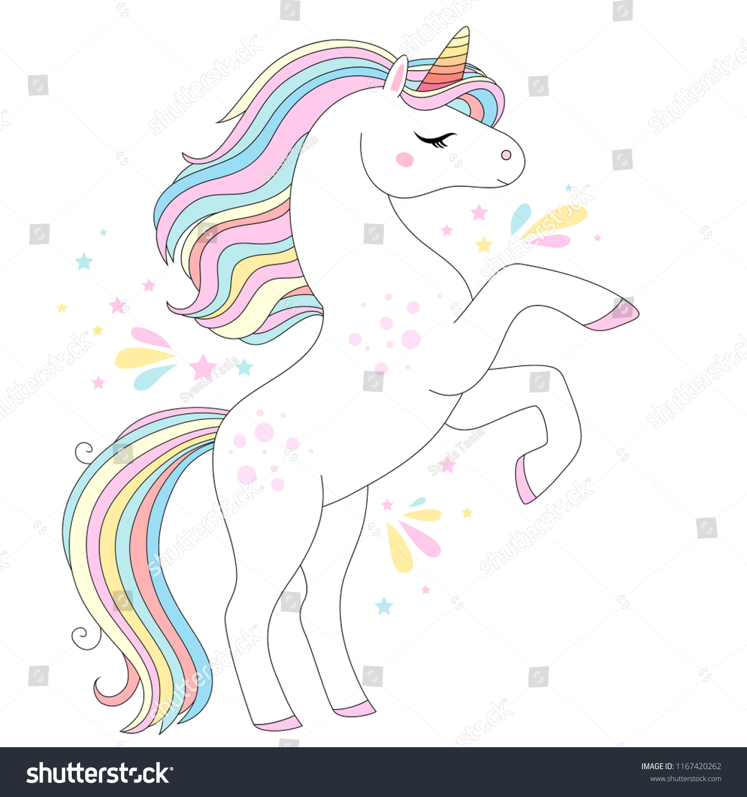 Unicorn Vector Cute Character White Unicorn Stock Vector (Royalty Free ...