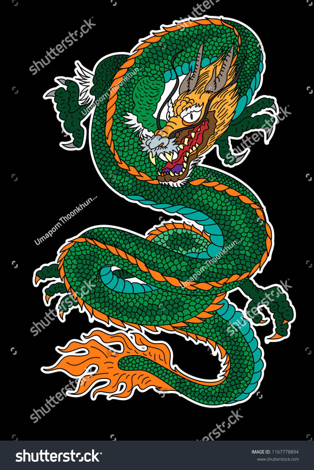 Japanese Dragon Tattoo Stock Vector (Royalty Free) 1167778894 ...