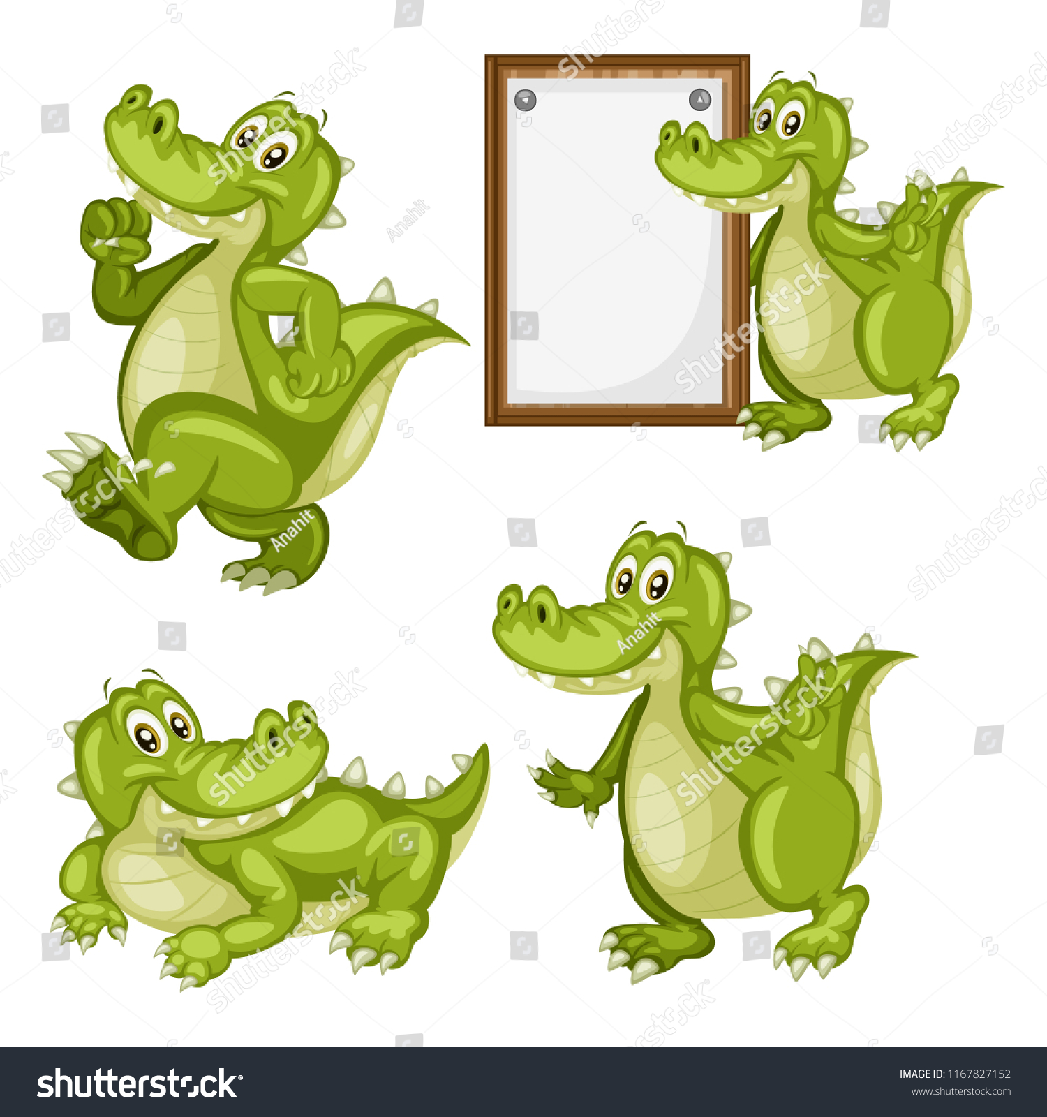 Vector Illustration Happy Alligator Set Cute Stock Vector (Royalty Free ...