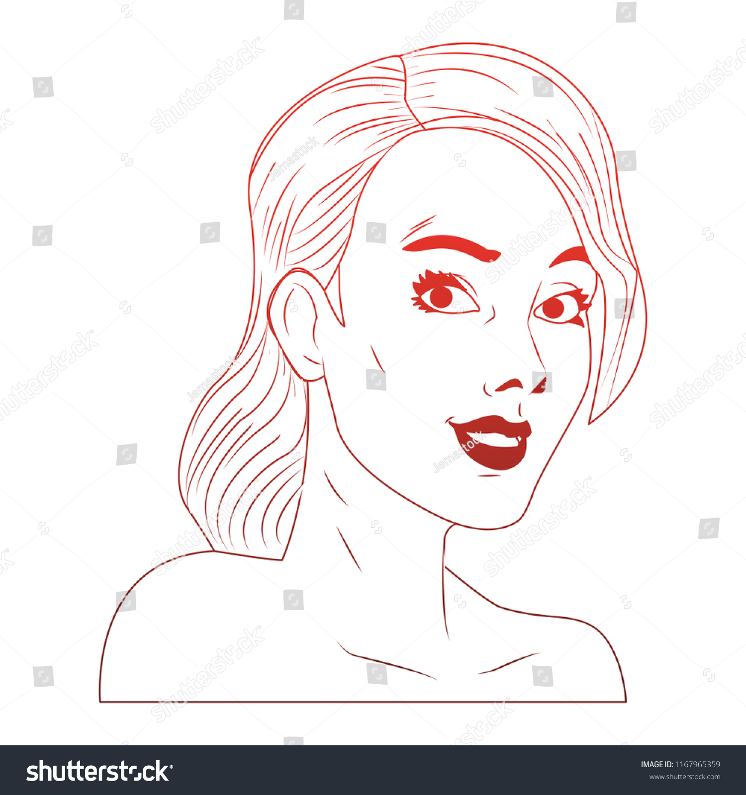 Woman Face Pop Art Cartoon Red Stock Vector Royalty Free 1167965359 Shutterstock