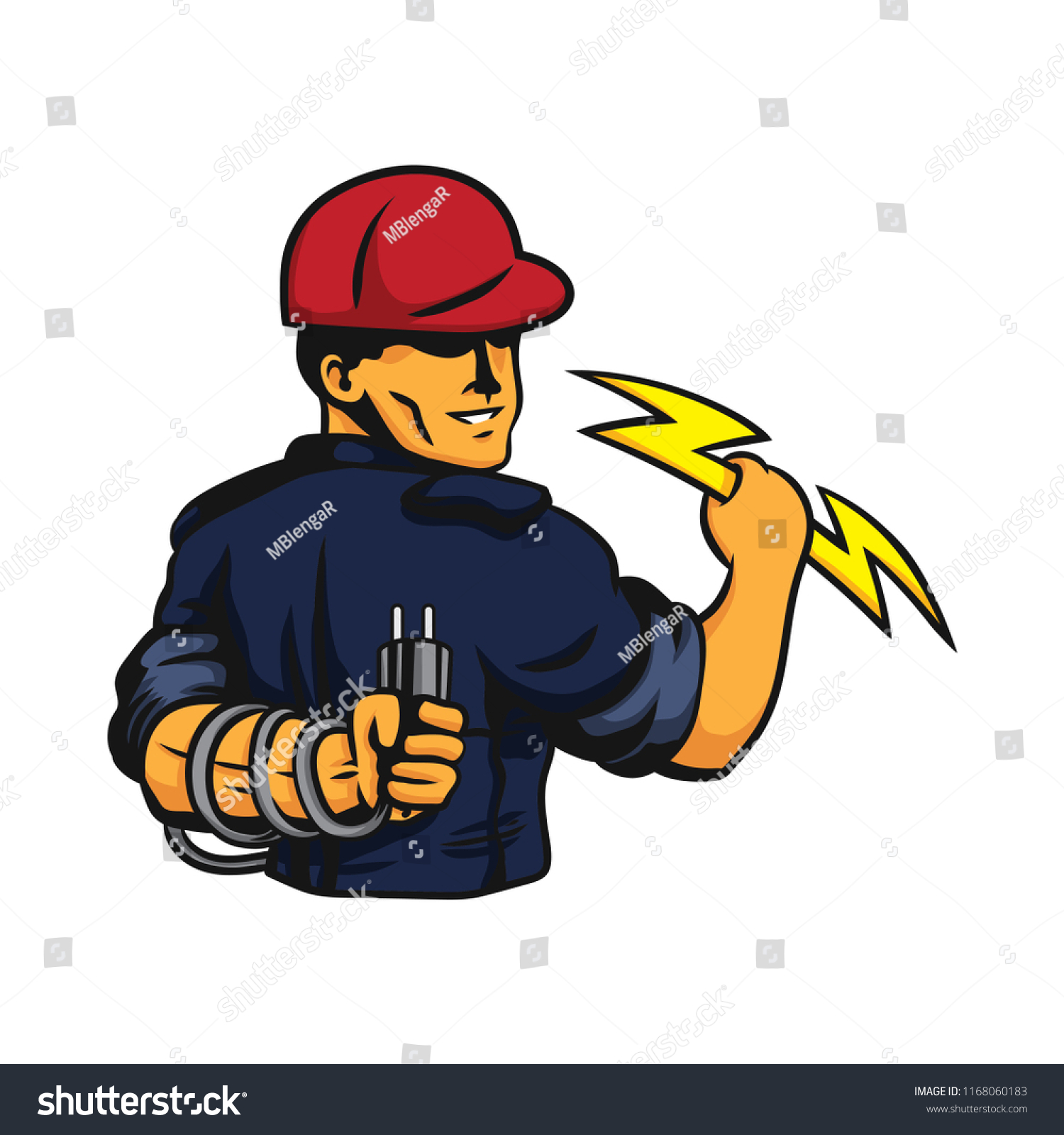 Electrician Man Vector Illustration Stock Vector (Royalty Free ...