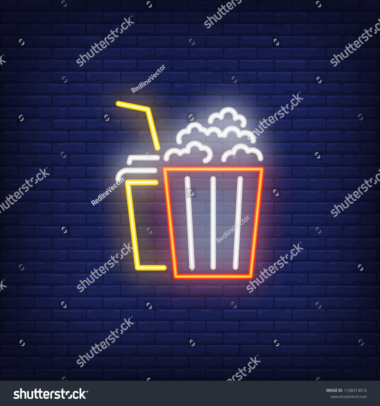 Popcorn Coke Neon Sign Luminous Signboard Stock Vector (Royalty Free ...