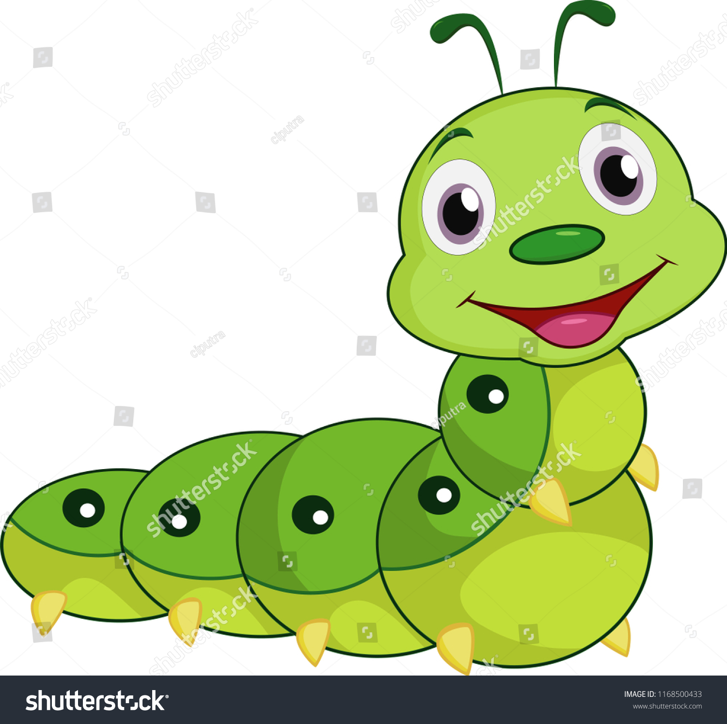 Cartoon Happy Caterpillar Stock Vector (Royalty Free) 1168500433 ...