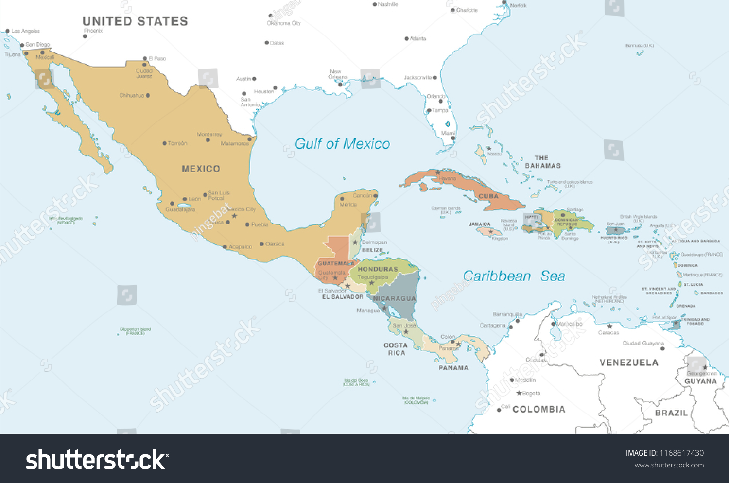 Central America Map And Capitals Vector Map Central America Countries Capitals Stock Vector (Royalty Free)  1168617430 | Shutterstock