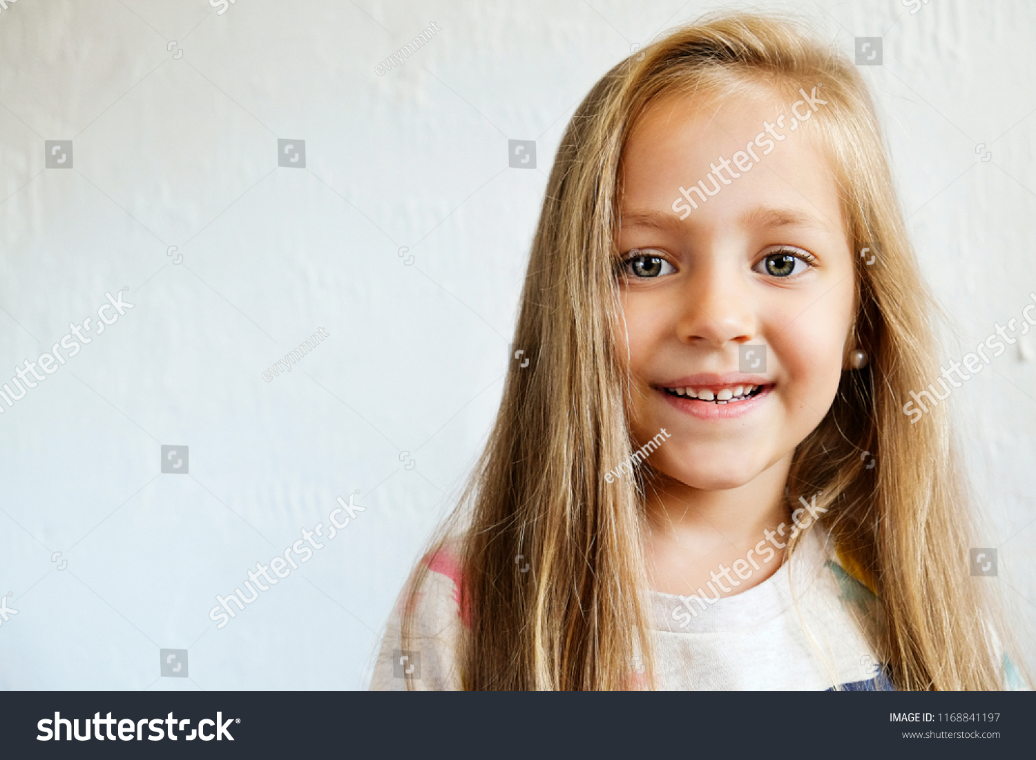 Portrait Happy Little Girl Long Blonde Stock Photo 1168841197 ...