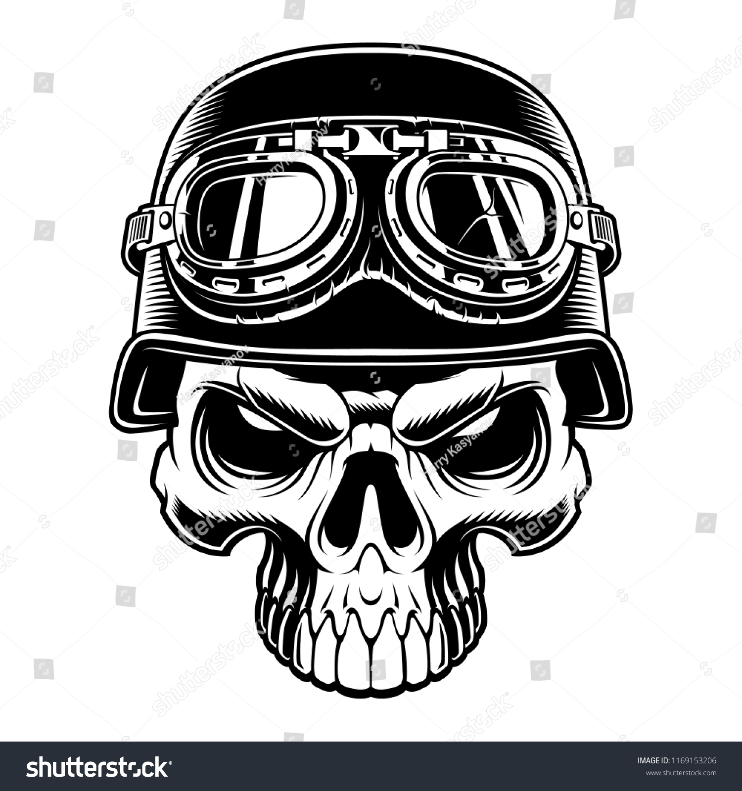 Vector Illustration Biker Skull Isolated On Stock Vector (Royalty Free ...