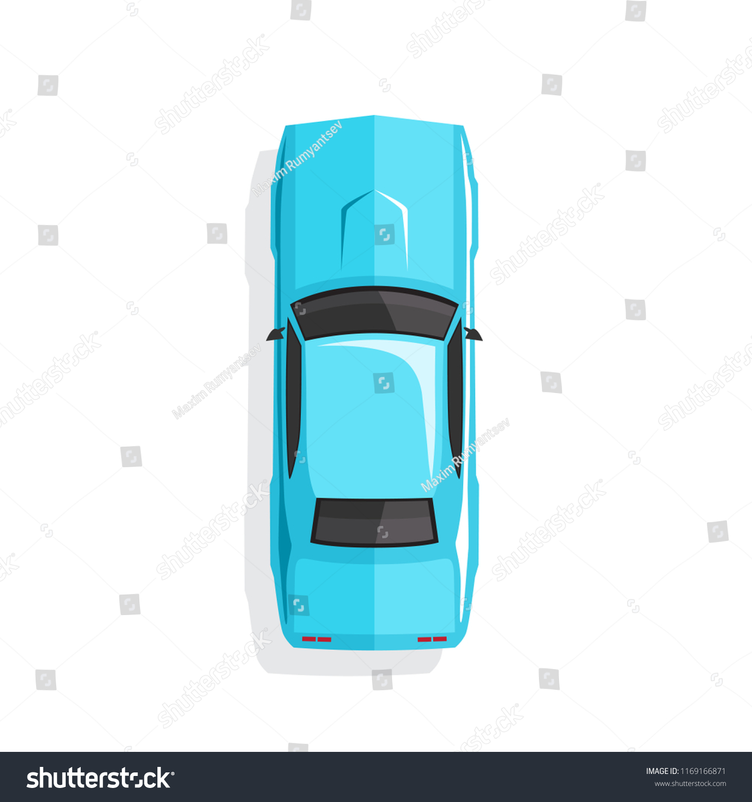 Blue Cartoon Muscle Car Top View Stock Vector (Royalty Free) 1169166871 ...