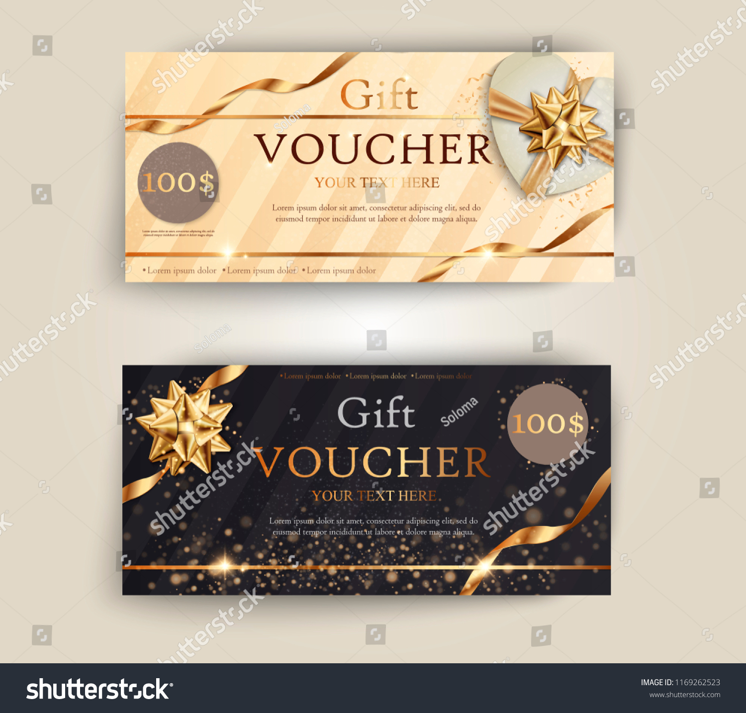 Vector Set Luxury Gift Vouchers Ribbons Stock Vector (Royalty Free ...