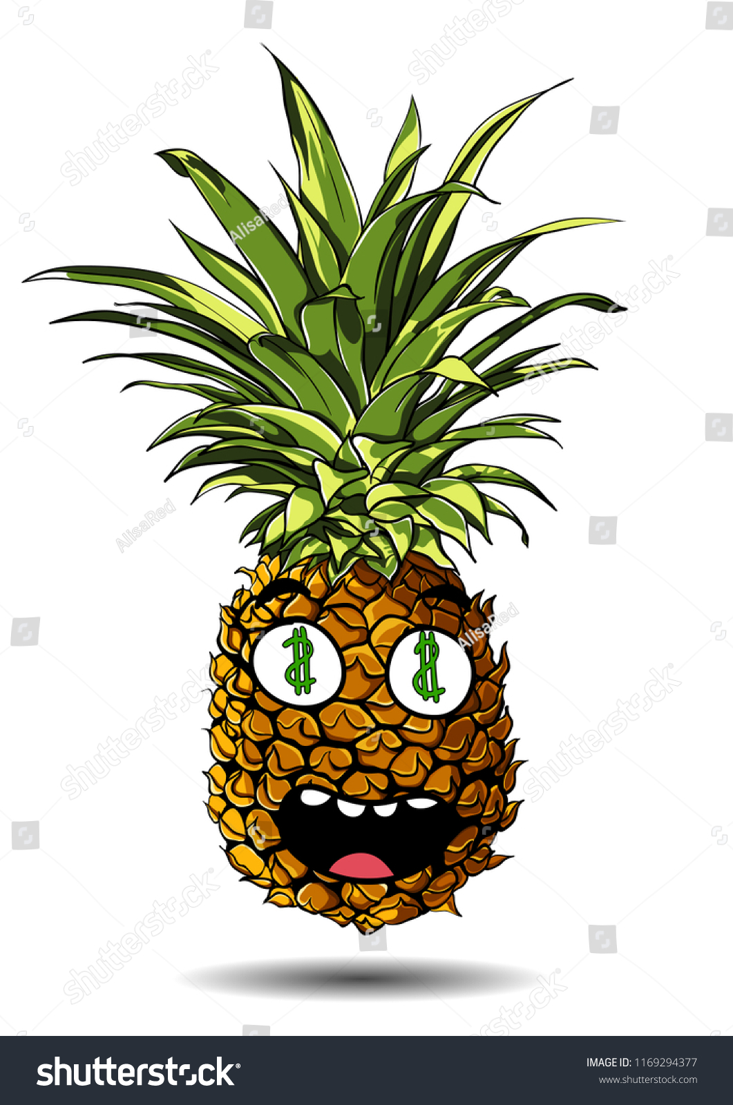 Cute Fresh Pineapple Cartoon Character Emotion Stock Vector Royalty Free Shutterstock