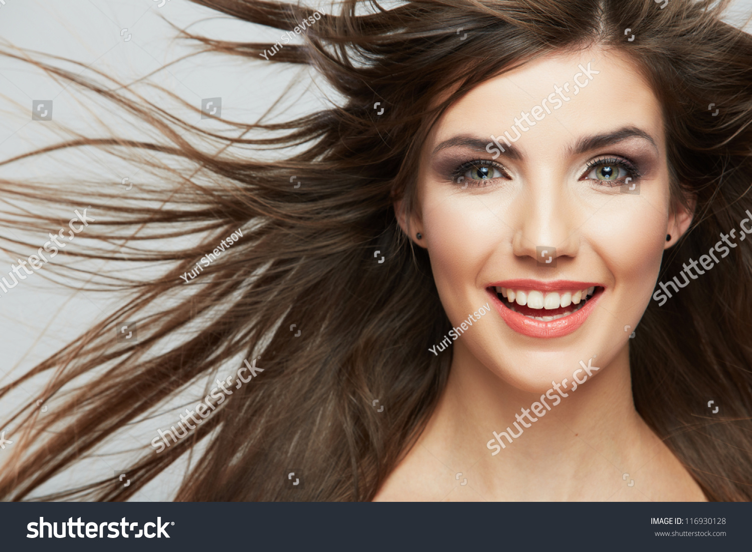 Woman Face Hair Motion On White Stock Photo 116930128 Shutterstock