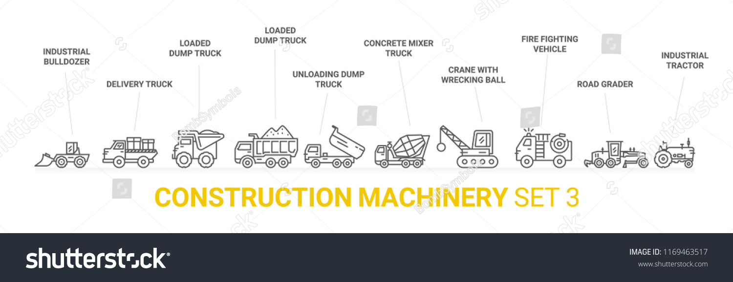 Construction Machinery Set Stock Vector (Royalty Free) 1169463517 ...