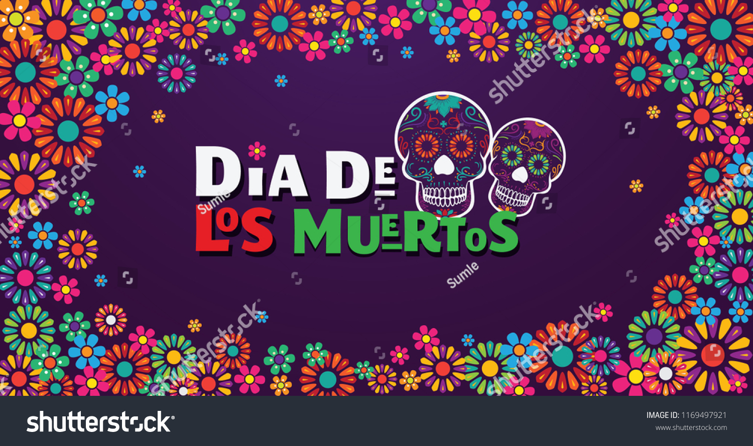 Dia De Los Muertos Banner Skull Stock Vector (royalty Free) 1169497921 