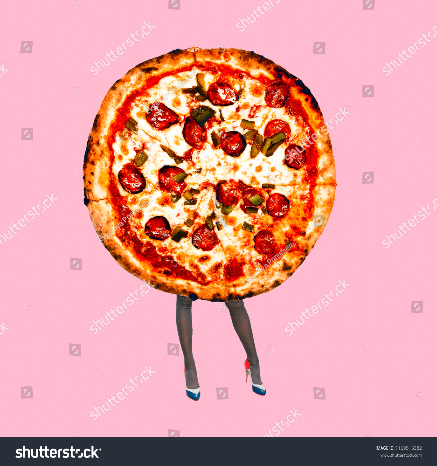 Contemporary Art Minimal Collage Lady Pizza Stock Photo Shutterstock