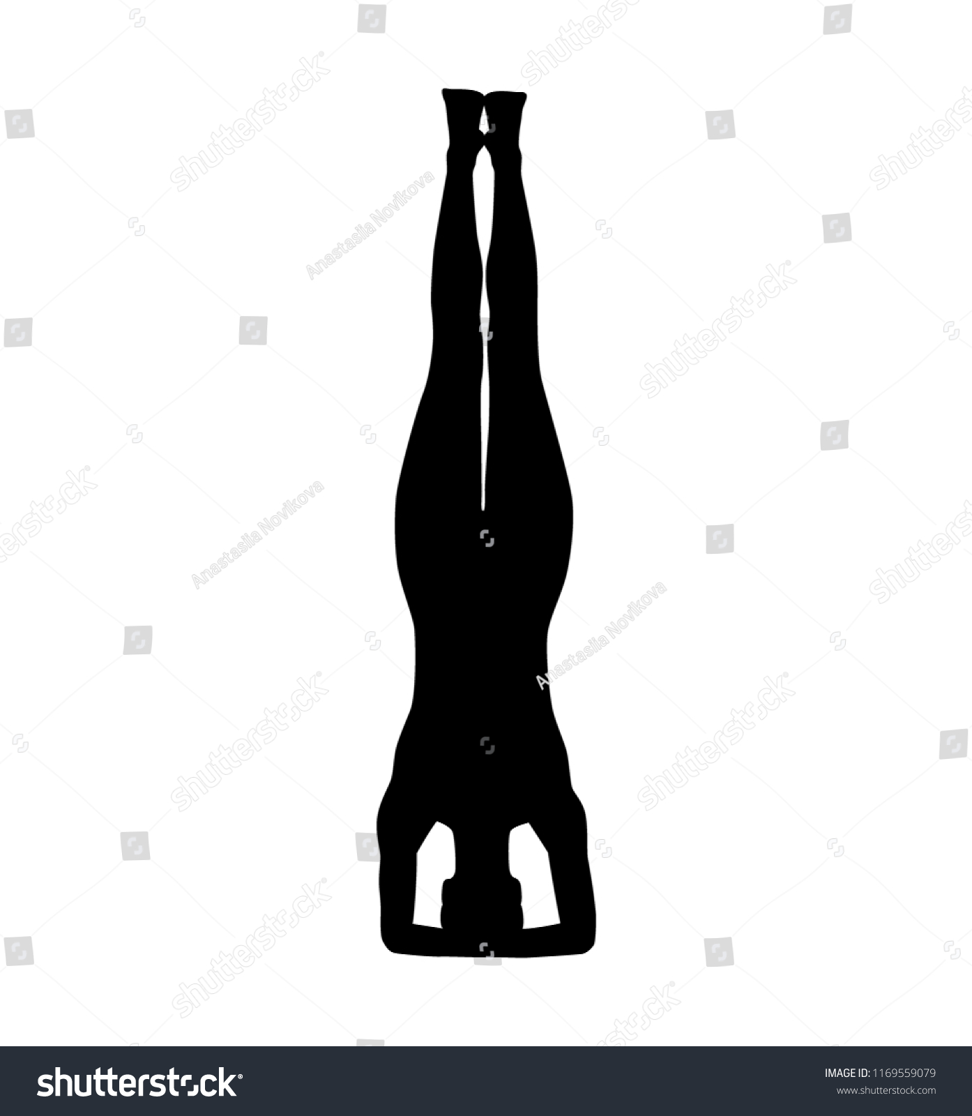 Yoga Pose Shirshasana Woman Silhouette Isolated Stock Vector Royalty Free