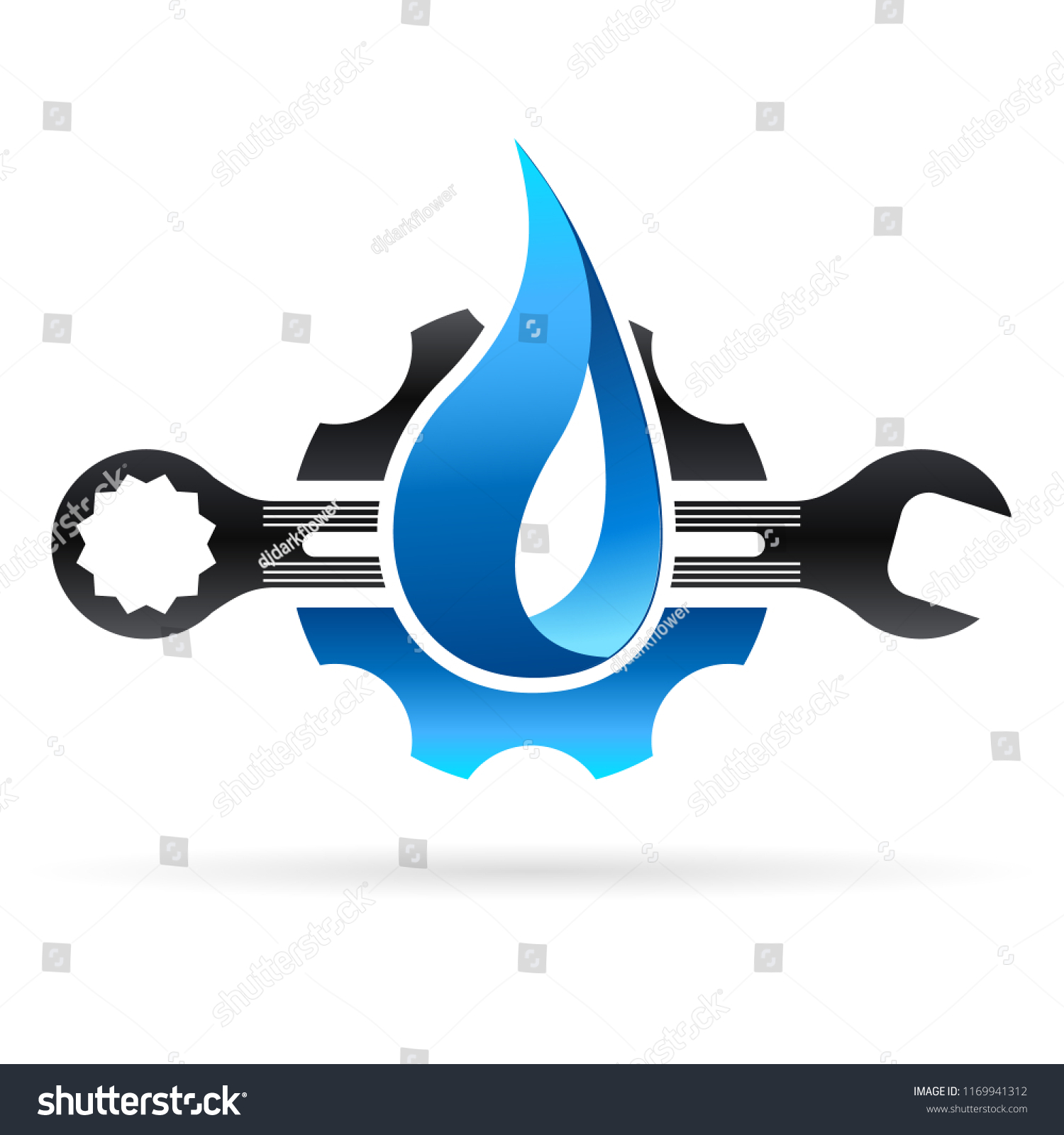 Plumbing Icon Gear Wheel Wrench Water Stock Vector (royalty Free 