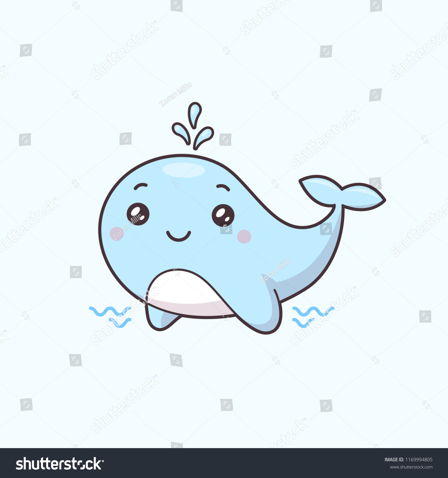 Cute Blue Whale Spraying Water Vector Stock Vector (Royalty Free ...