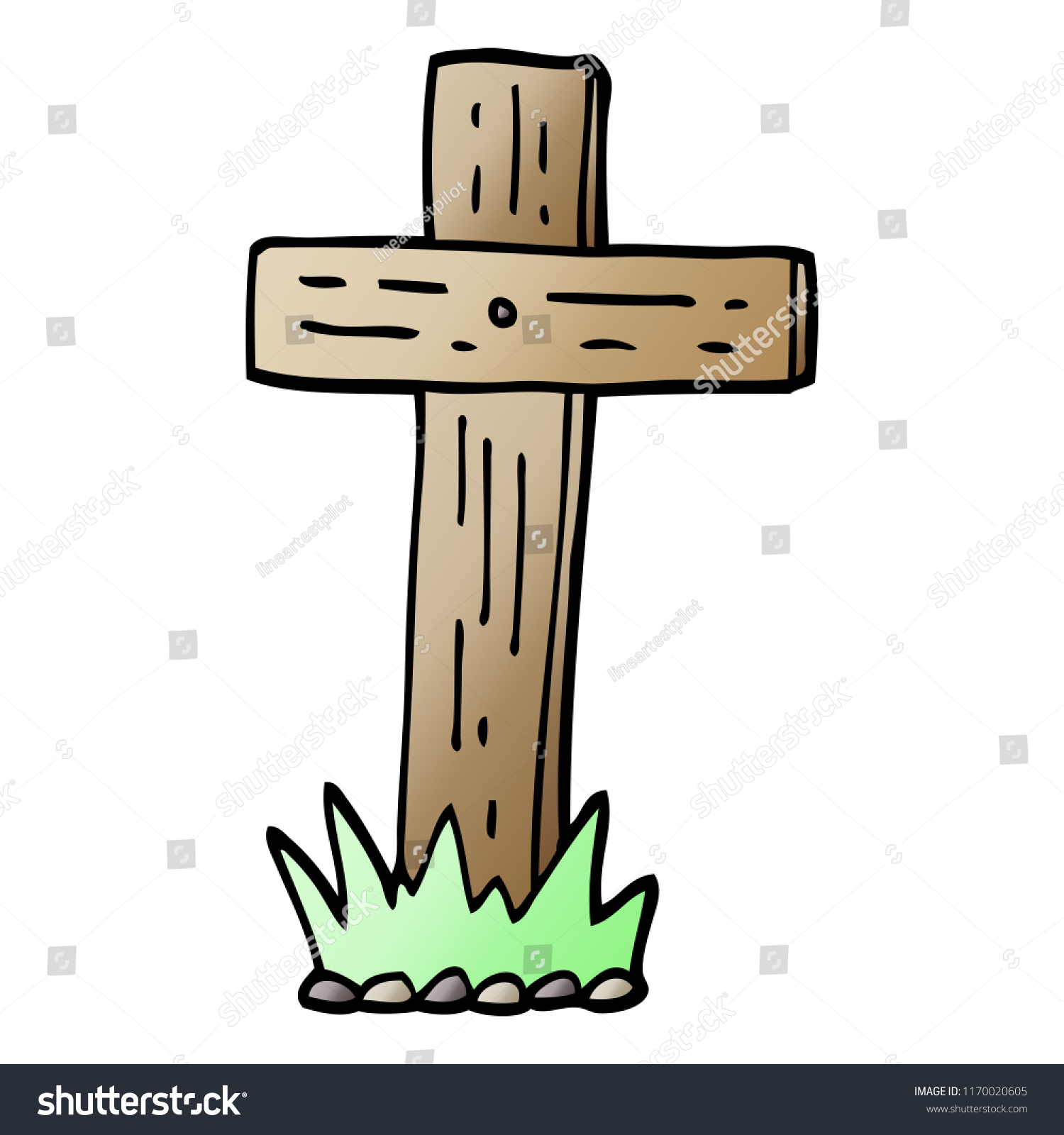 Vector Gradient Illustration Cartoon Wooden Cross Stock Vector (Royalty ...