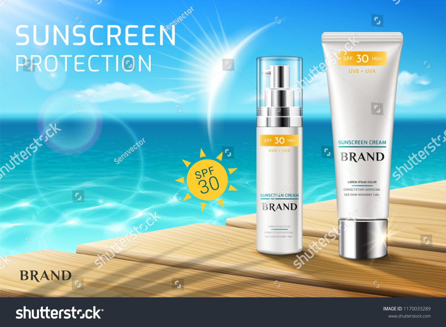 Advertising Sunscreen Cream Spray 3d Tube Stock Vector (Royalty Free ...