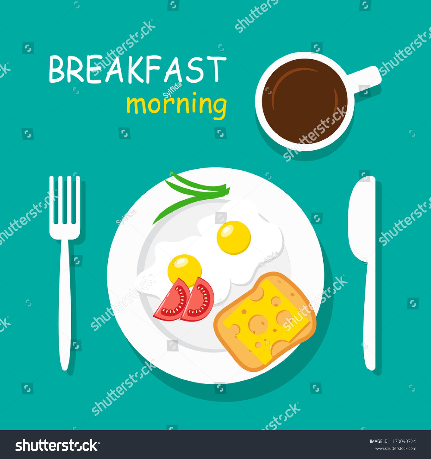 Morning Breakfast Top View Vector Illustration Stock Vector (Royalty ...