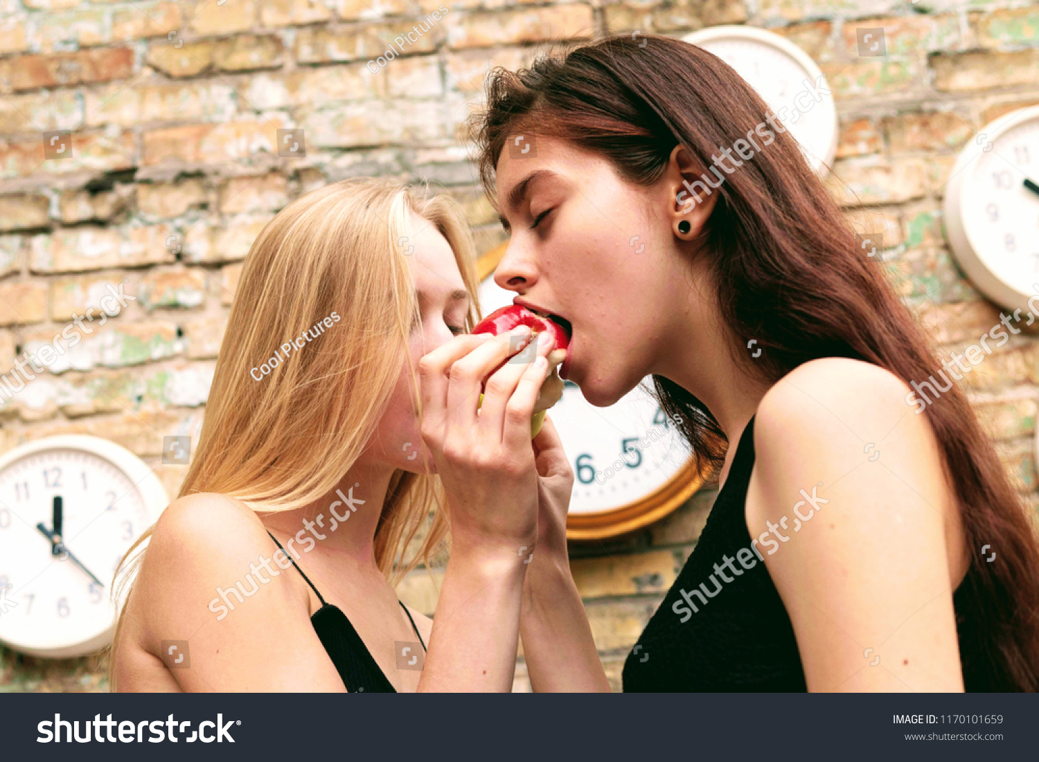 Lesbian Girls Seduction Stock Photo