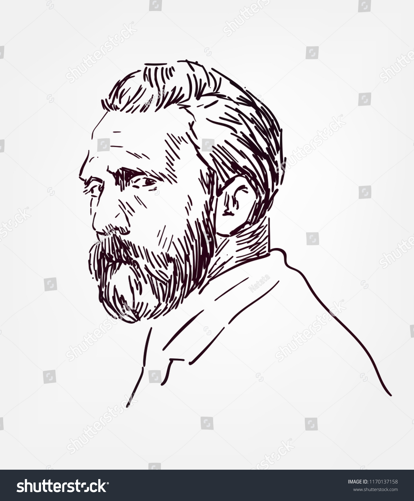 Vincent Van Gogh Vector Sketch Portrait Stock Vector (Royalty Free ...