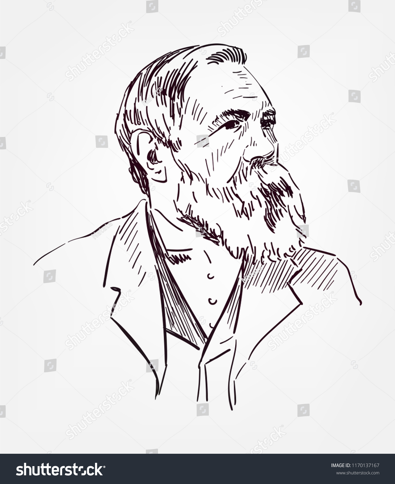 Friedrich Engels Vector Sketch Portrait Stock Vector (Royalty Free ...