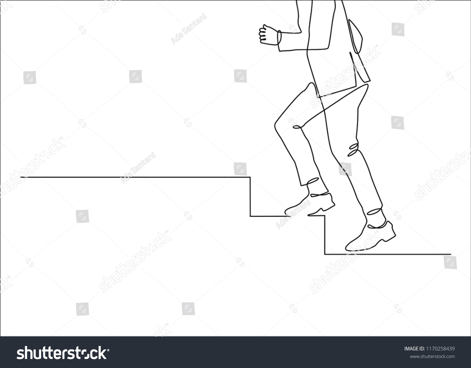 Continuous Line Drawing Businessman Running Fast Stock Vector (Royalty ...